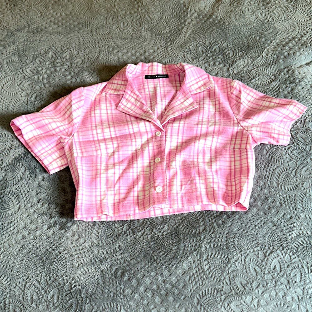 Brandy Melville plaid cropped top